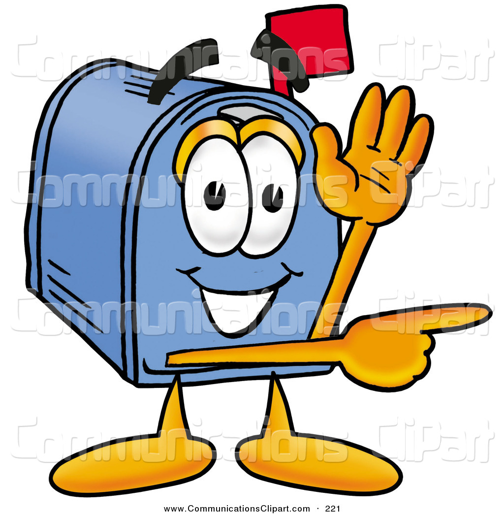 Communication Clipart Of A Cheerful Blue Postal Mailbox Cartoon
