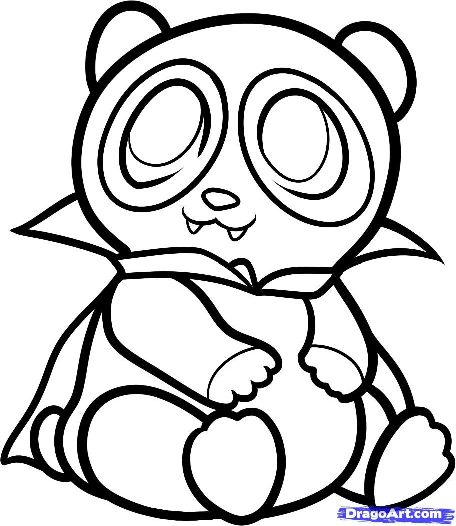 Cute Baby Pandas Colouring Pages