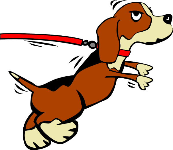 Dog On Leash Cartoon   Vector Clip Art