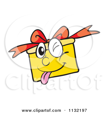     Goofy Yellow Christmas Gift Character   Royalty Free Vector Clipart By