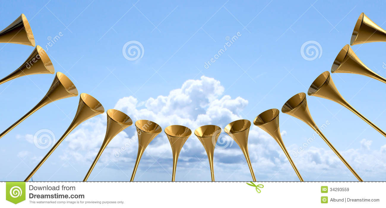 Heavenly Medieval Trumpet Circle And Sky Royalty Free Stock Images    