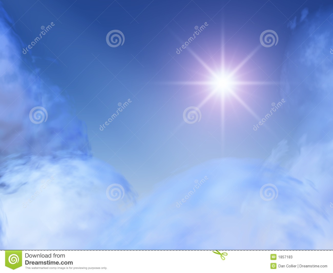 Illustrated Of A Bright Star In Heavenly Clouds