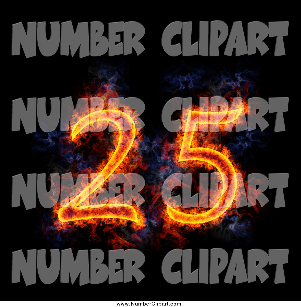 Larger Preview  Clip Art Of A Flaming 25 For 25th Anniversary On Black