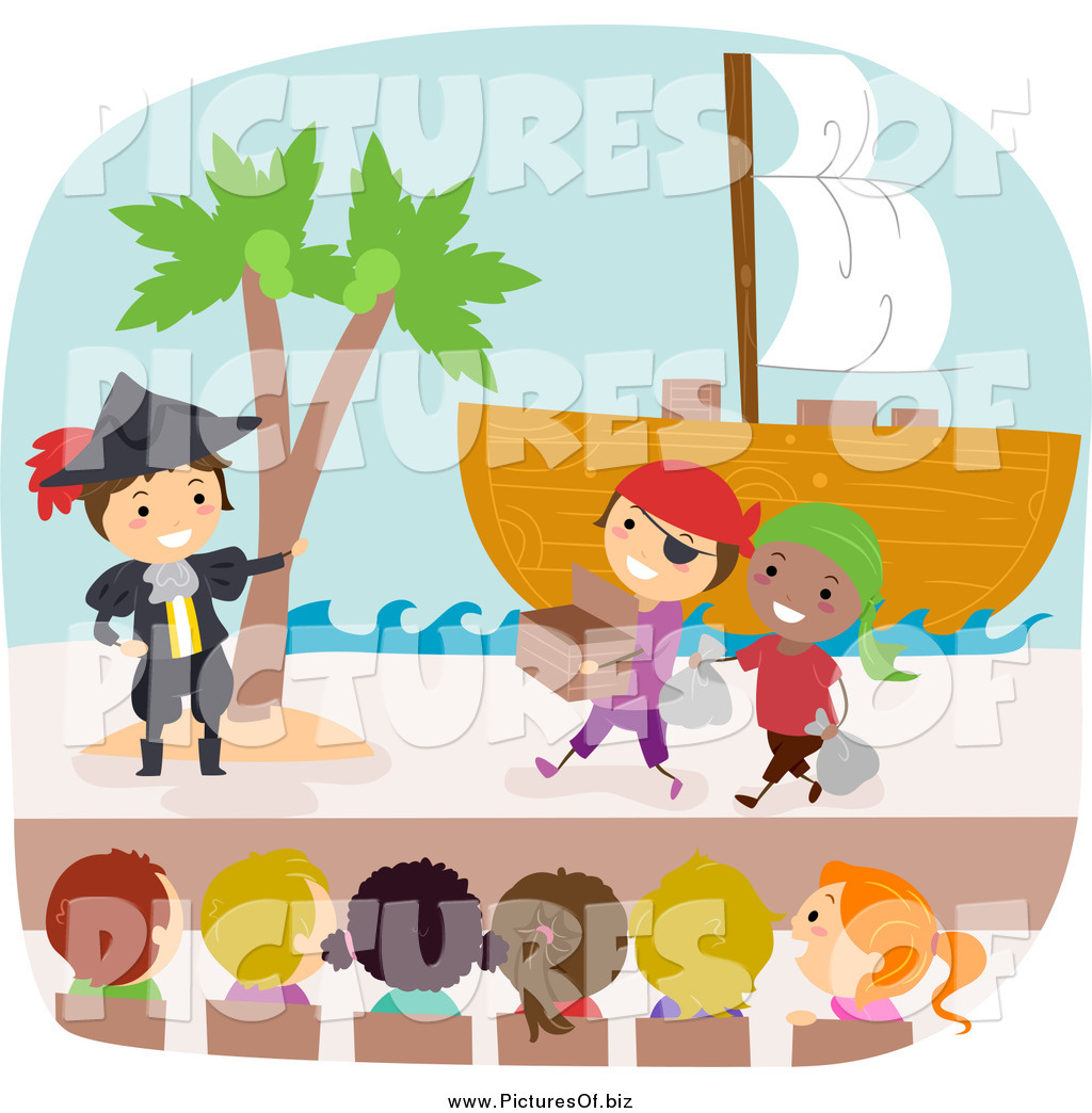 Larger Preview  Vector Clipart Of Diverse Students Acting In A Pirates    