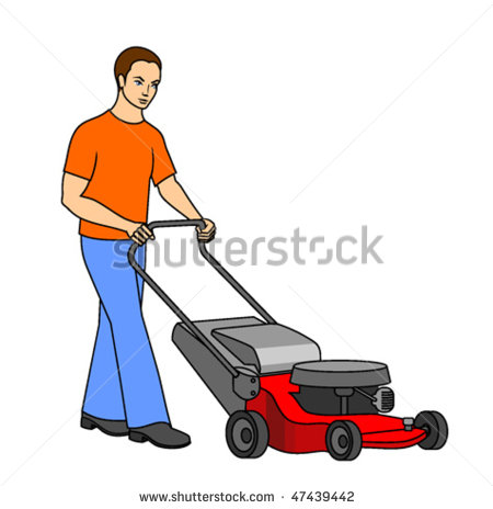 Man Mowing Lawn Clipart Man Working With Lawn Mower