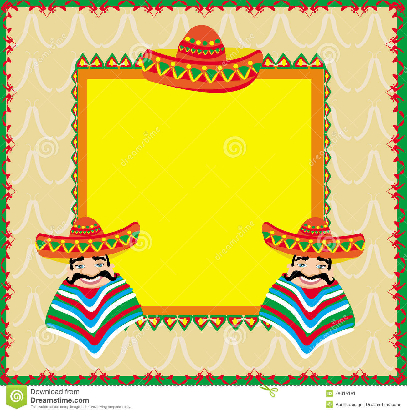 Mexican Frame With Man In Sombrero Stock Image   Image  36415161