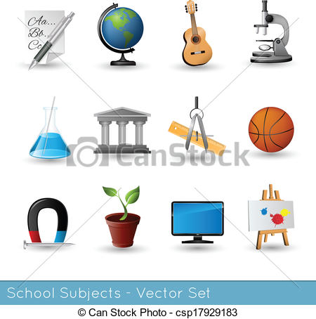 School Subjects Icon Set   Vector Illustration