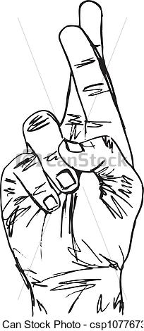 Sketch Of Hand With Crossed Fingers  Vector Illustration   Csp10776731