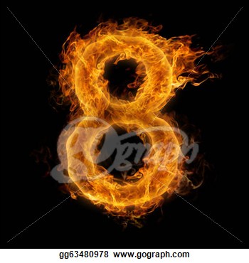 Stock Illustrations   Fiery Number Eight  Stock Clipart Gg63480978