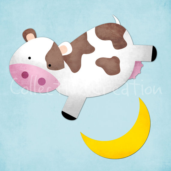 The Cow Jumped Over The Moon Digital Clipart   Clip Art For Cards