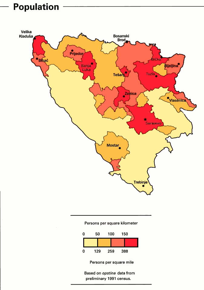 Bosnia Population Density Clipart