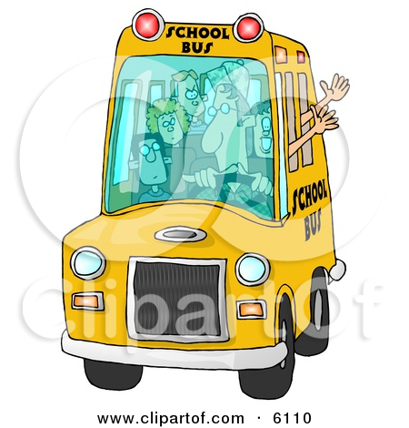 Bus Driver Man Driving A School Bus Full Of Elementary School Students