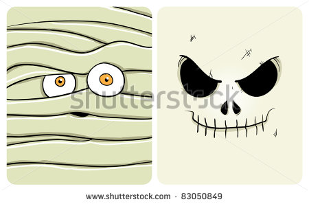 Cartoon Image Of Mummy And Skeleton  See My Portfolio For Other