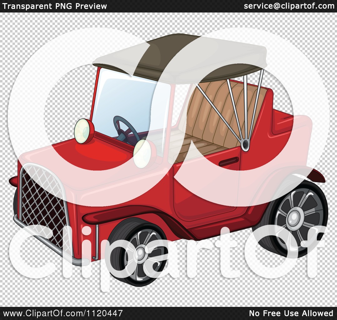 Cartoon Of A Red Antique Convertible Car Royalty Free Vector Clipart