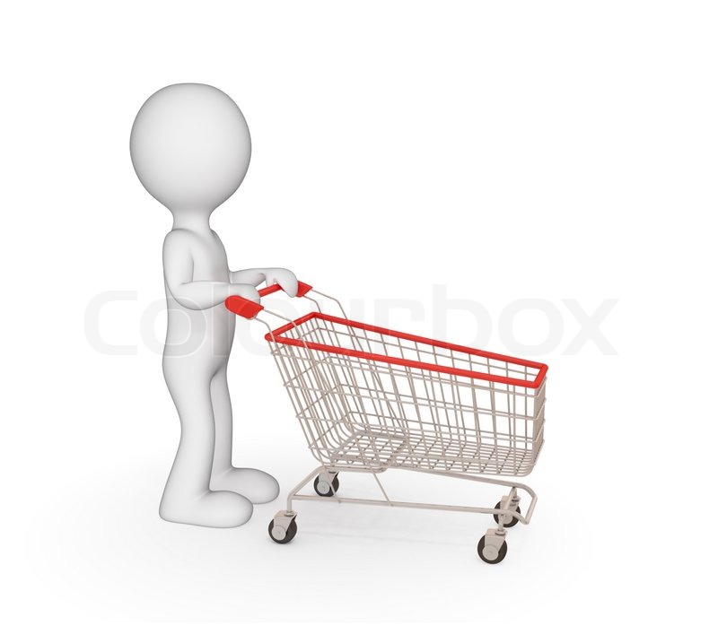 Cartoon Person Shopping Trolley        