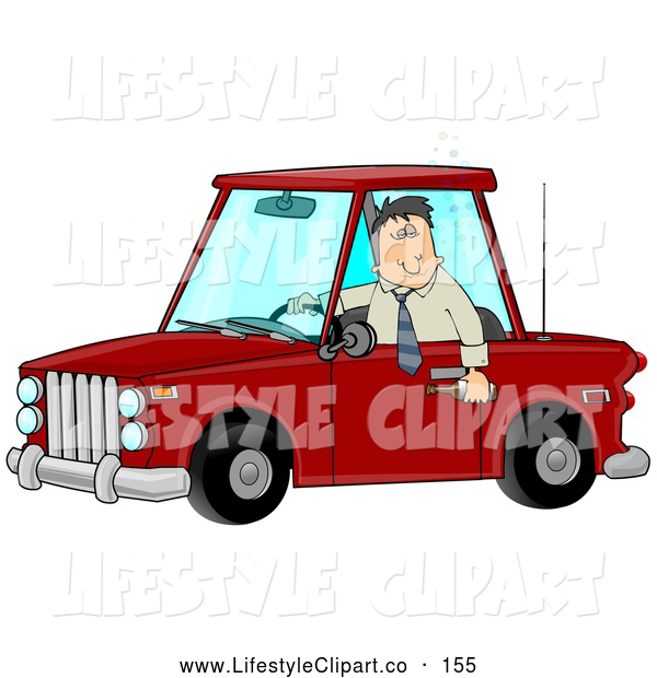Clip Art Of A Caucasian Man With An Extreme Buzz Driving While