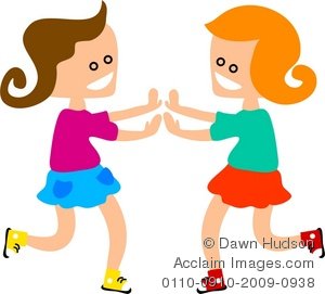 Clipart Illustration Of Two Little Girls Playing A Clapping Game