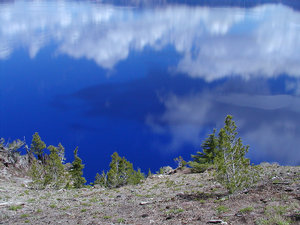 Crater Lake Clipart Image  Clouds Reflecting Off The Surface Of Crater