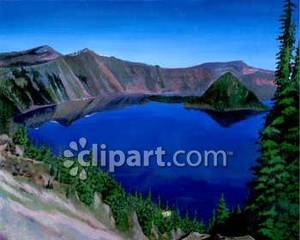 Crater Lake   Royalty Free Clipart Picture