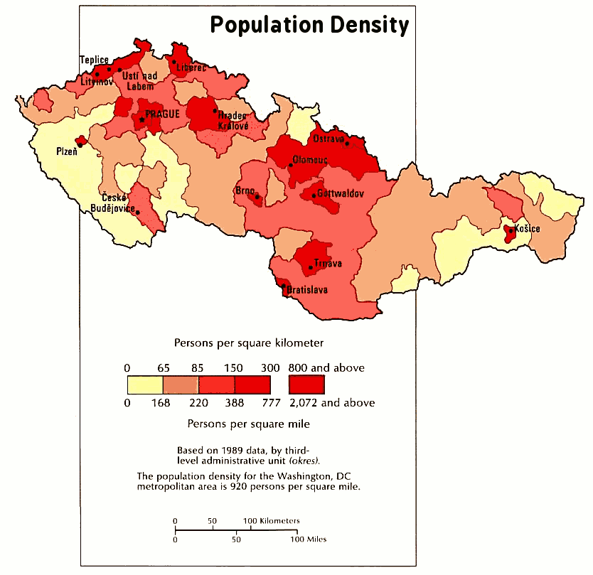Czech Population Density 1990 Clipart