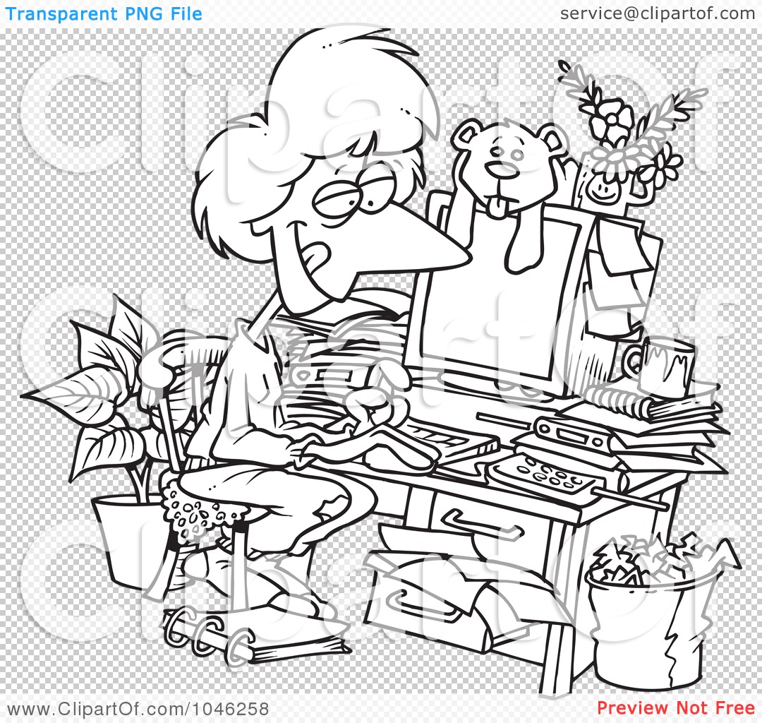 Design Of A Woman Working In Her Pjs In Her Cluttered Home Office By    