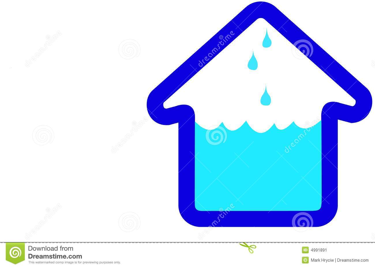 Flooded House Clipart Flooding House Home Icon Stock