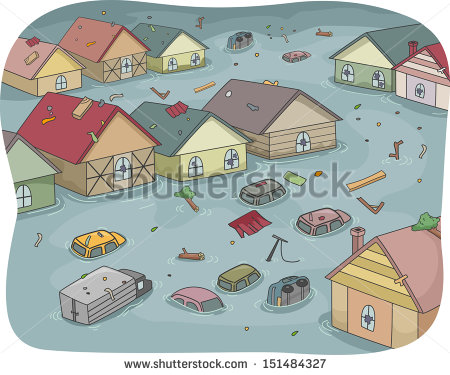 Flooded House Clipart Illustration Of A Flooded City