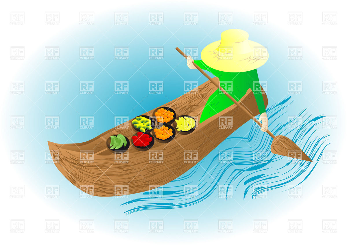 Fruits In A Wooden Boat Download Royalty Free Vector Clipart  Eps