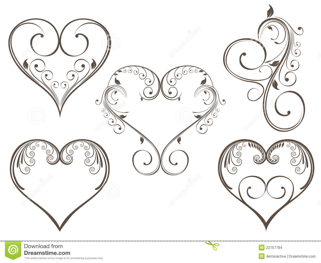 Heart Scroll Clip Art Floral Heart Scrolls