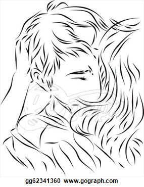 Illustration Of Hugging And Kissing Couple  Clipart Drawing Gg62341360