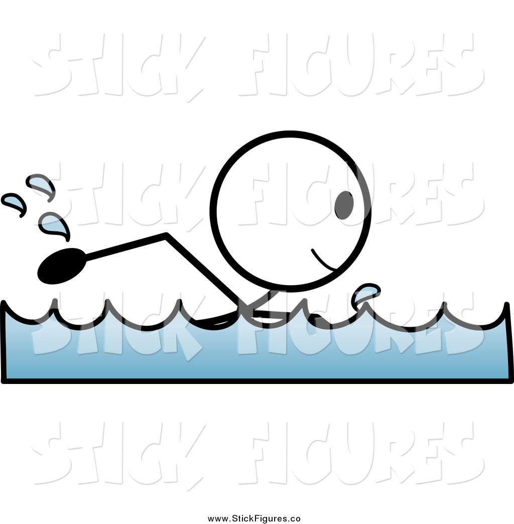 Larger Preview  Illustration Of A Stick Person Swimmer By Pams Clipart