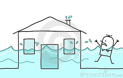 Man With House   Flood Royalty Free Stock Images   Image  18444029