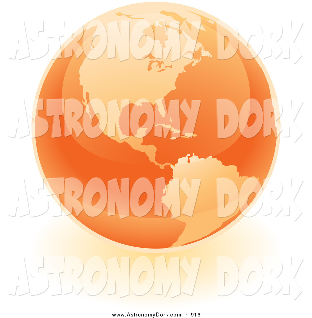 Orange Shiny Marble Of The American Continents Of The Planet Earth