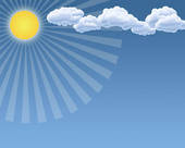 Sun Day Clouds Is In Blue Sky   Clipart Graphic
