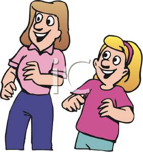 Two Girls Laughing   Royalty Free Clipart Picture