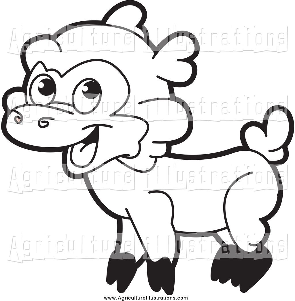 Agriculture Clipart Of A Black And White Happy Lamb By Lal Perera