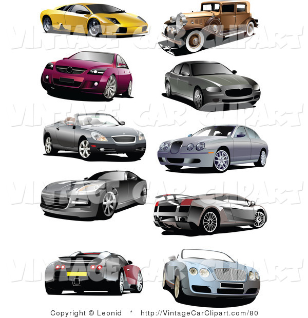 And Sports Cars On White Vintage Car Clip Art Leonid