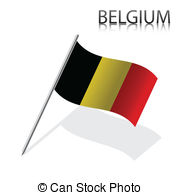 Belgian Flag European Europe Wave Waving Country Vector Clipart    
