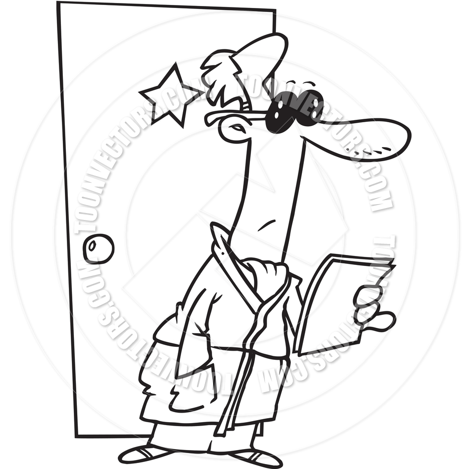 Cartoon Actor  Black And White Line Art  By Ron Leishman   Toon    