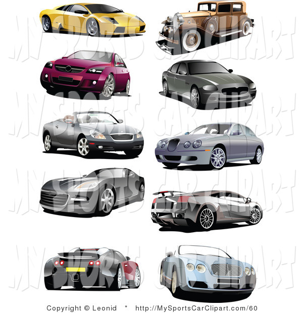 Clip Art Of A Digital Collage Of Sports Coupes Vintage And Sports