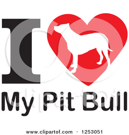 Clipart Of An I Heart My Pit Bull Dog Design   Royalty Free Vector