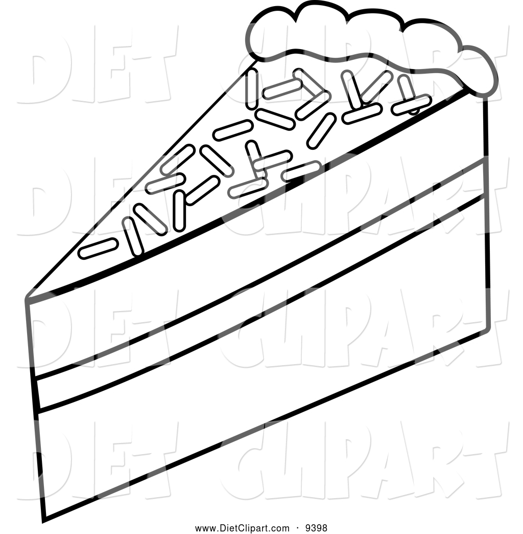 Diet Clip Art Of A Black And White Slice Of Layer Cake By Pams Clipart