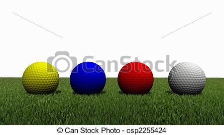 Drawing Of Golf Ball On Grass   3d Rendered Of Colored Golfball On