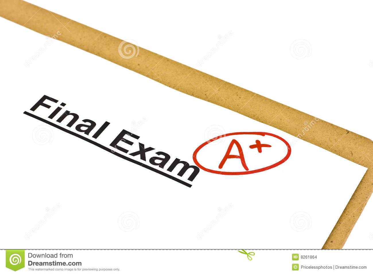 Final Exam Marked With A  Isolated On White