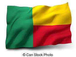 Flag Of Benin   Waving Flag Of Benin Isolated On White