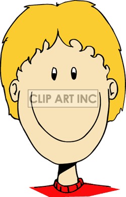 Free A Young Boy With Blonde Hair And Red Shirt Smiling Clipart