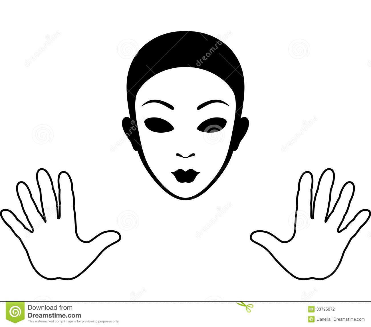 Mime Mask And Hands Silhouette Stock Photography   Image  33795072