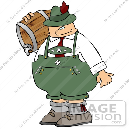 Oktoberfest Man Carrying A Wooden Barrel Beer Keg Clipart    16071 By    