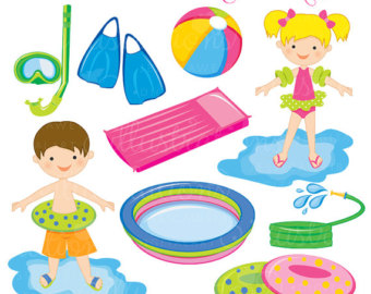 Pool Toys Clipart Summer Swim Cute Digital