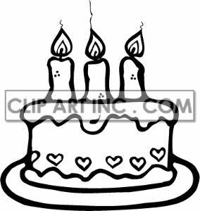 Royalty Free Black Outline Of A Birthday Cake Clipart Image Picture    